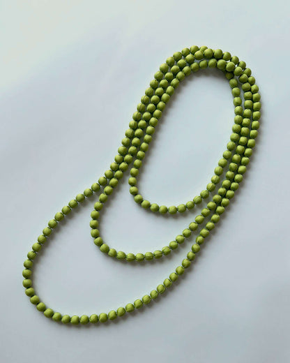 Plain Silk Wrapped Bead Necklace / Green / 110cm / 44in