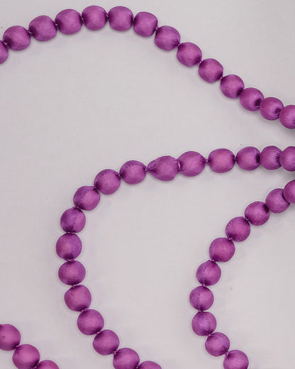 Plain Silk Wrapped Bead Necklace / Purple / 110cm / 44in