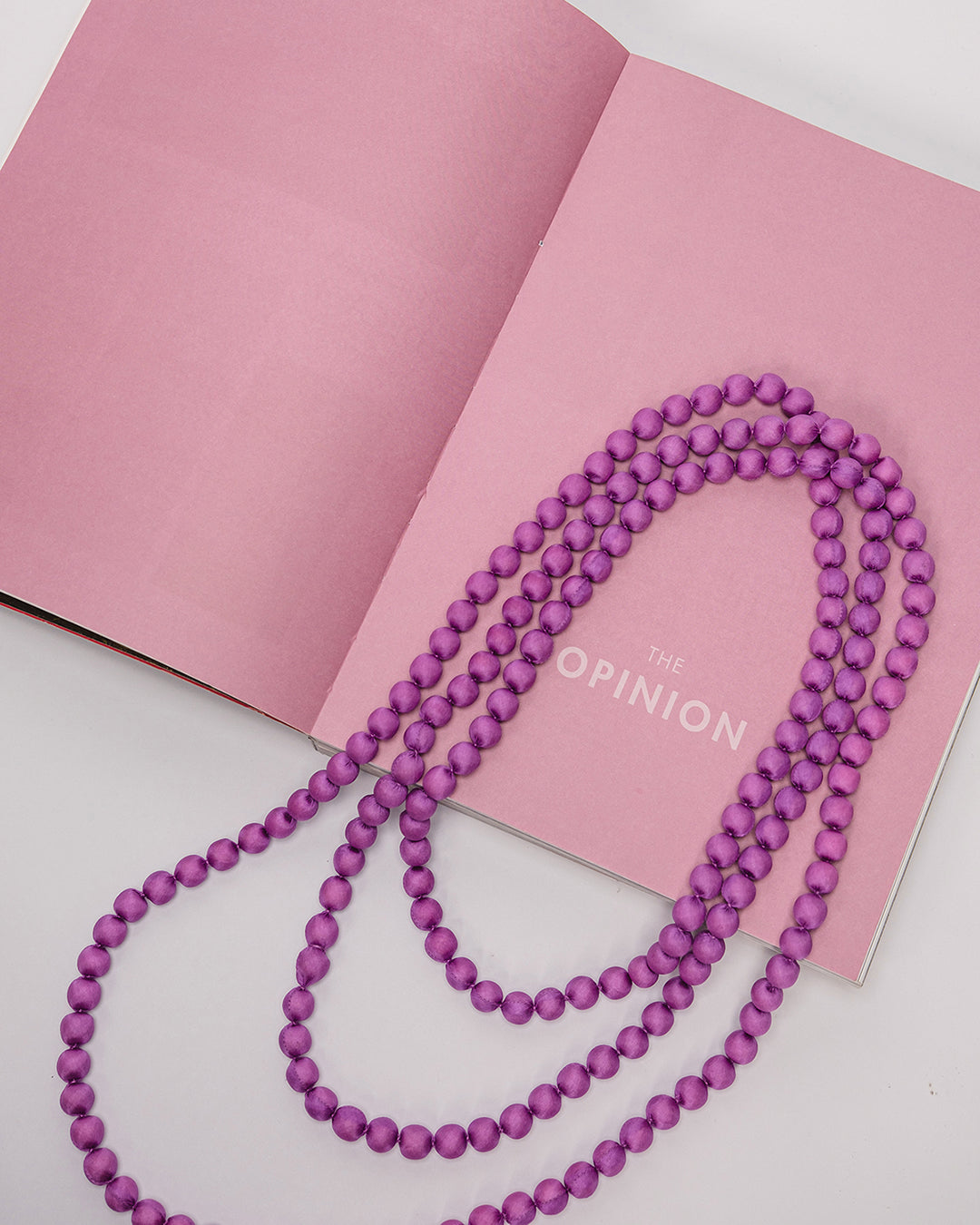 Plain Silk Wrapped Bead Necklace / Purple / 110cm / 44in