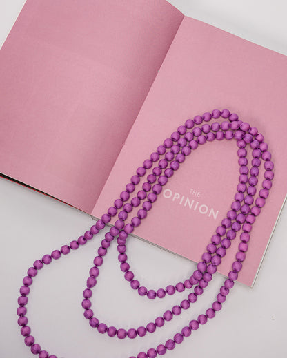 Plain Silk Wrapped Bead Necklace / Purple / 110cm / 44in