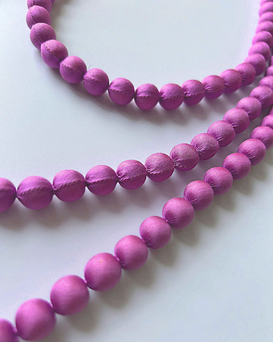 Plain Silk Wrapped Bead Necklace / Purple / 110cm / 44in