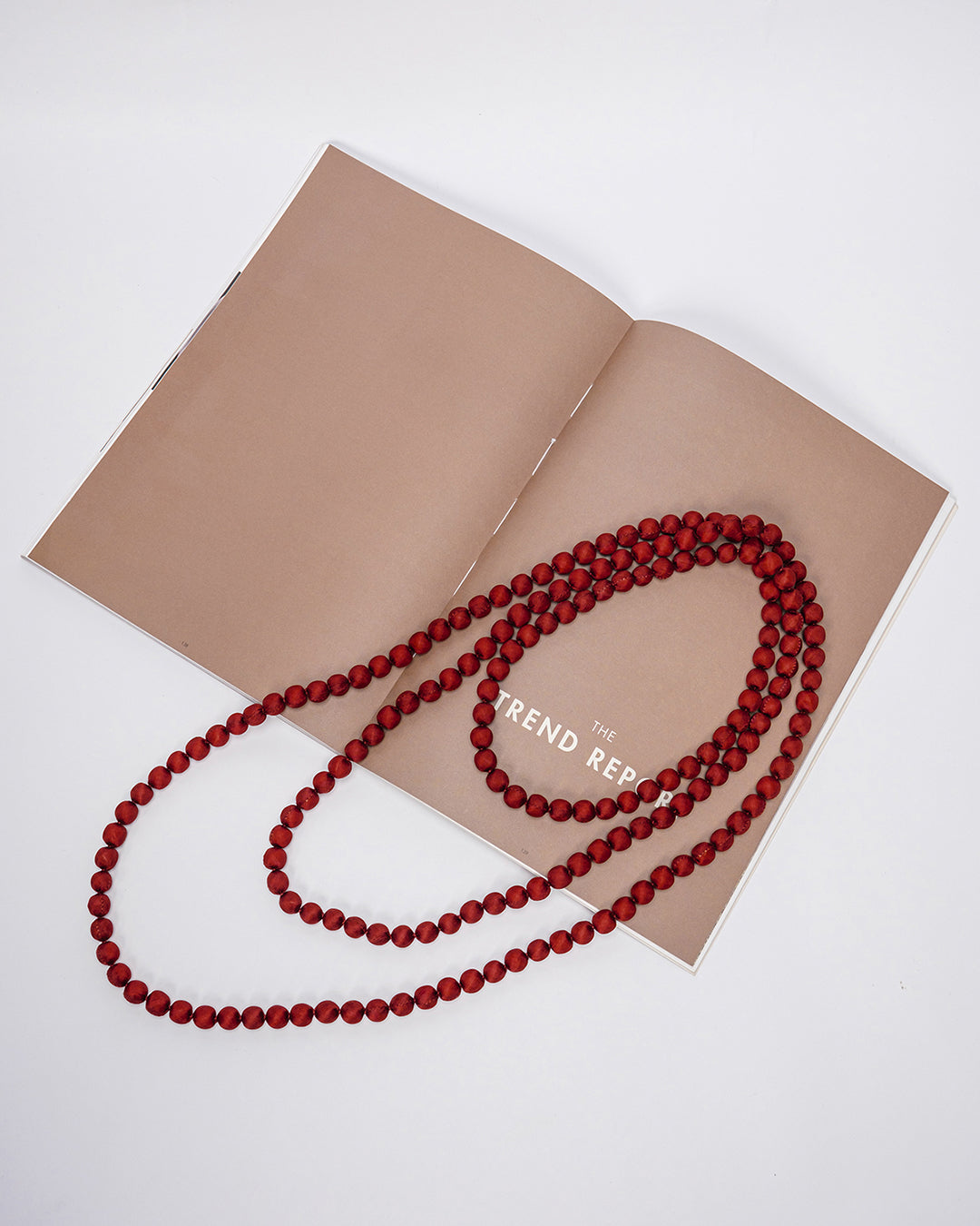 Plain Silk Wrapped Bead Necklace / Dark Red / 110cm / 44in