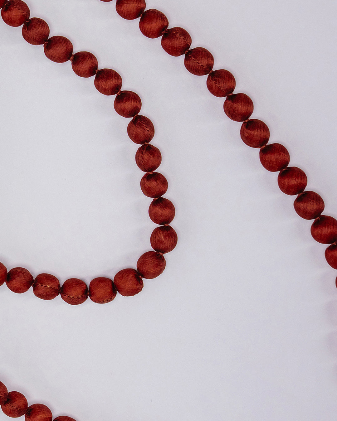 Plain Silk Wrapped Bead Necklace / Dark Red / 110cm / 44in