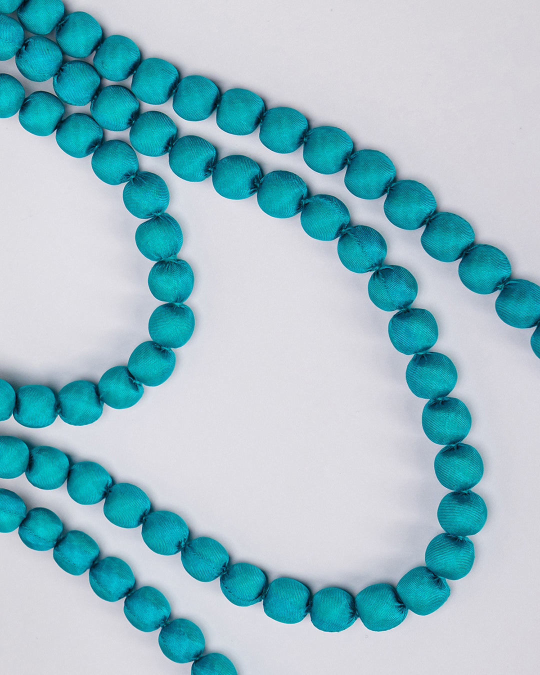 Plain Silk Wrapped Bead Necklace / Turquoise / 110cm / 44in