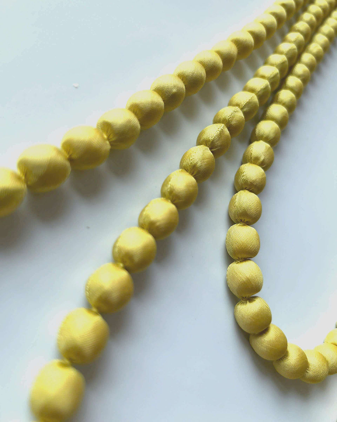 Plain Silk Wrapped Bead Necklace / Yellow / 110cm