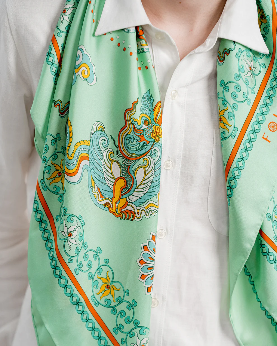 Phoenix Dance Silk Scarf / Green
