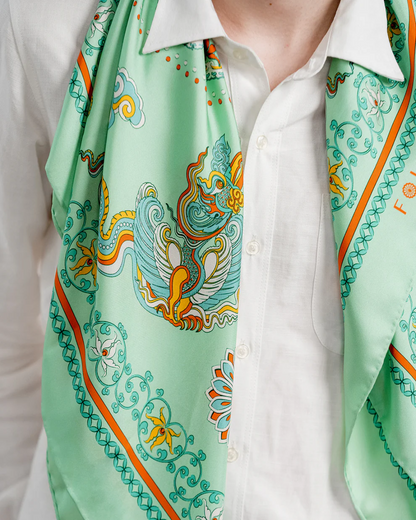 Phoenix Dance Silk Scarf / Green