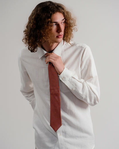 T-Pattern Silk Necktie / Brick Red / Band 8cm / 3.2in