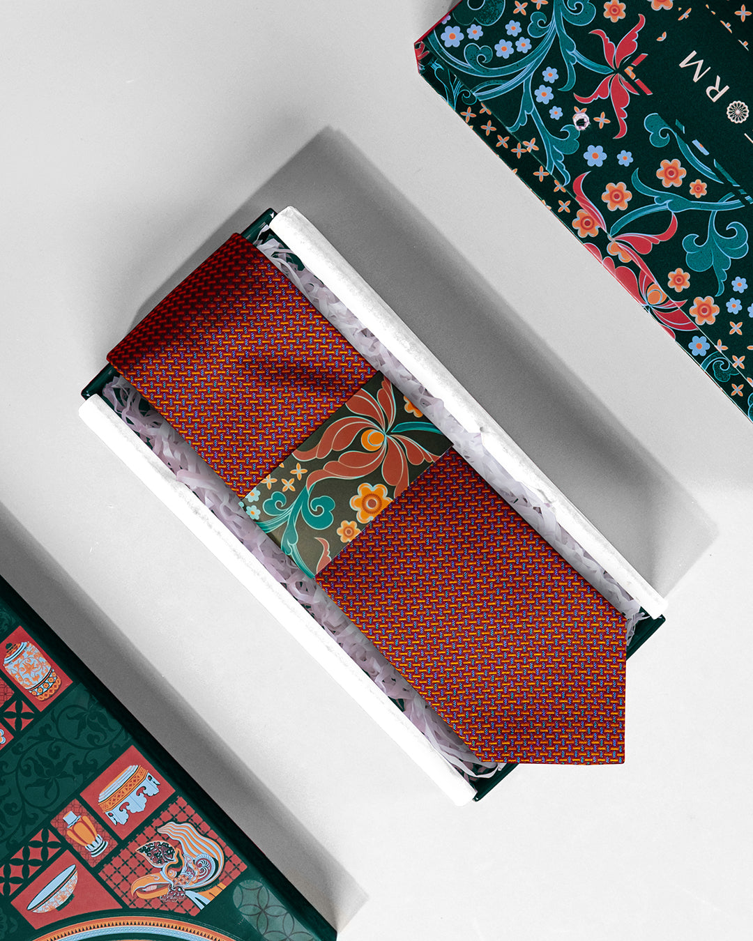 T-Pattern Silk Necktie / Brick Red / Band 8cm / 3.2in