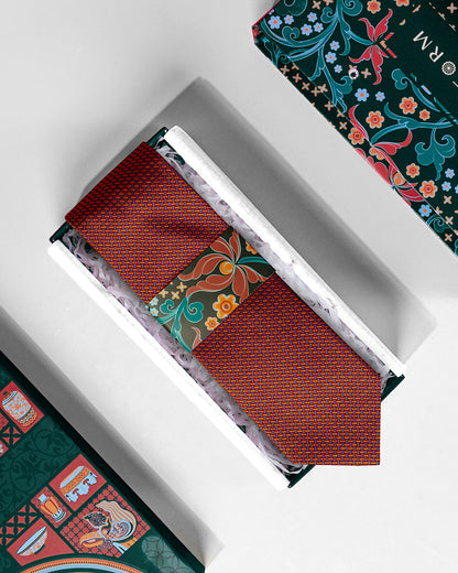 T-Pattern Silk Necktie / Brick Red / Band 8cm / 3.2in