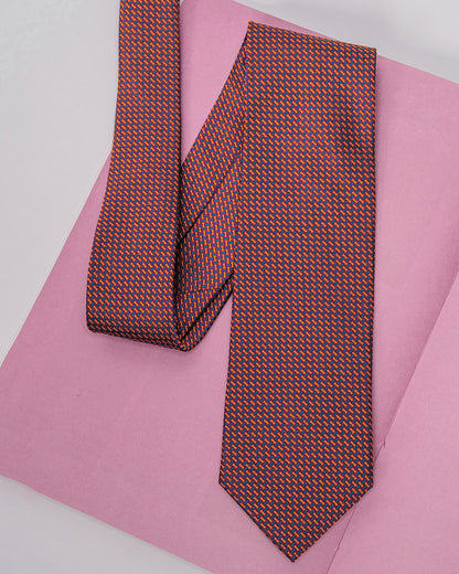 T-Pattern Silk Necktie / Brick Red / Band 8cm / 3.2in