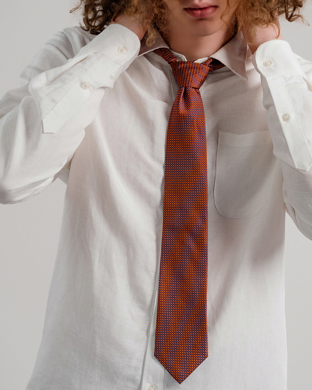 T-Pattern Silk Necktie / Brick Red / Band 8cm / 3.2in