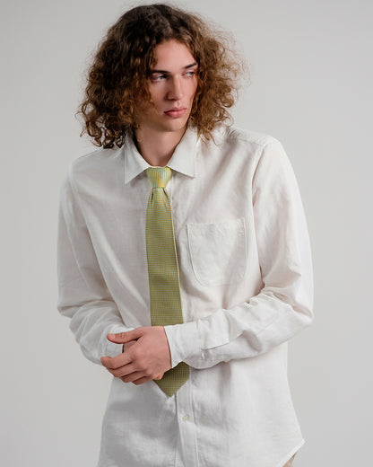 T-Pattern Silk Necktie / Lime Yellow / Band 8cm / 3.2in