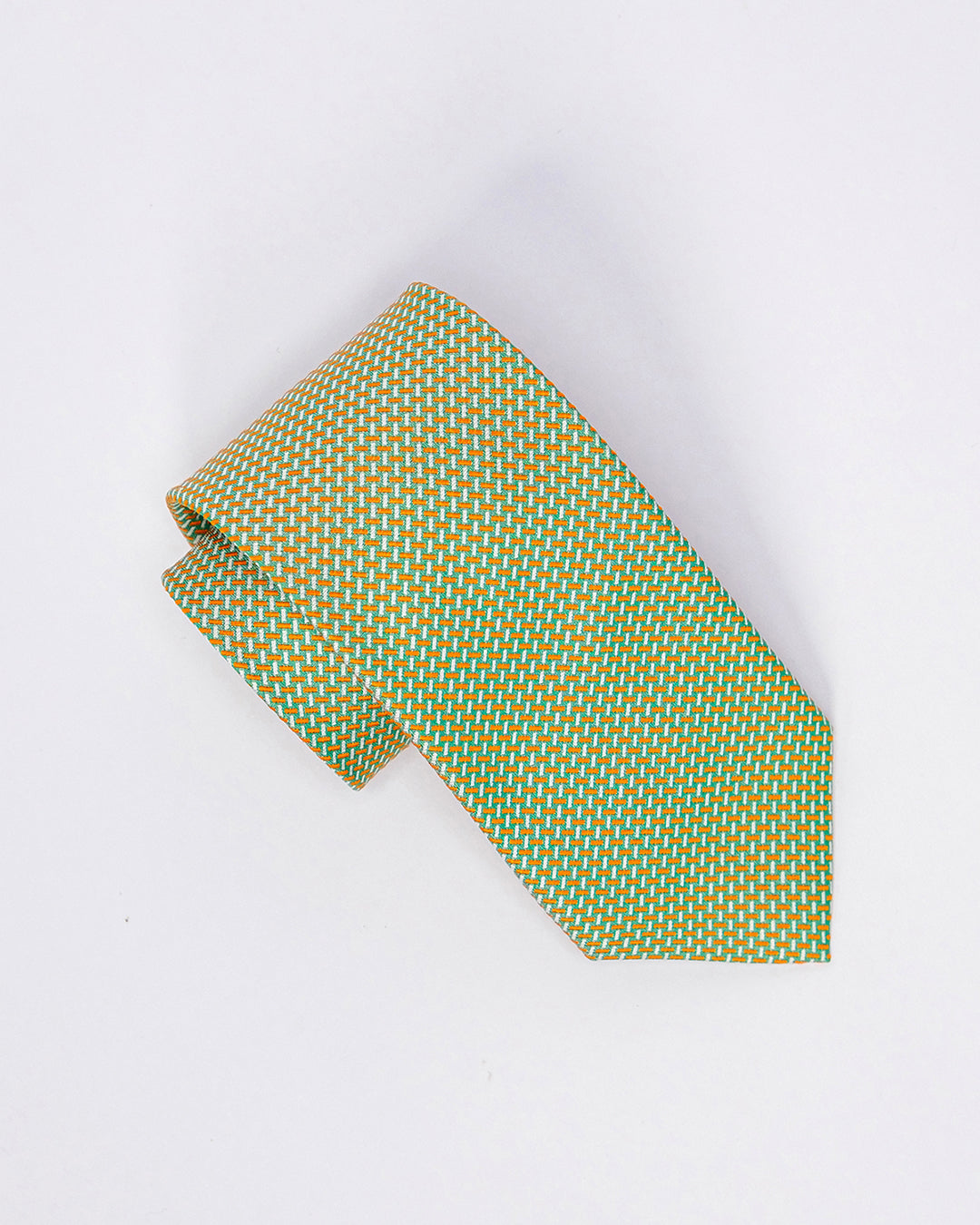 T-Pattern Silk Necktie / Lime Yellow / Band 8cm / 3.2in