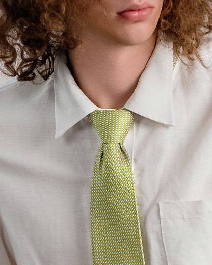 T-Pattern Silk Necktie / Lime Yellow / Band 8cm / 3.2in