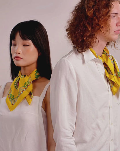 Legacy Gift Set for Mom / Dragon Of Grace Silk Scarf / Yellow / 26x26in / 65x65cm